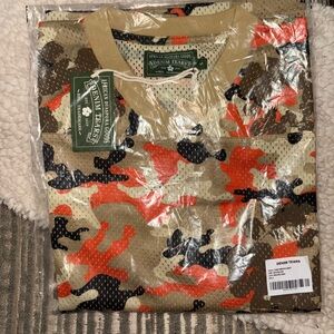 Denim Tears Camo Mesh Jersey in Tan, Orange & Black